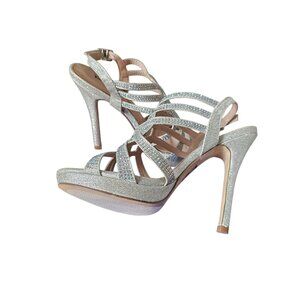 NWT Silver/Iridescent Crystal Strappy Sandal